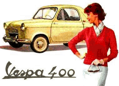 Pubblicità dell'epoca della Vespa 400